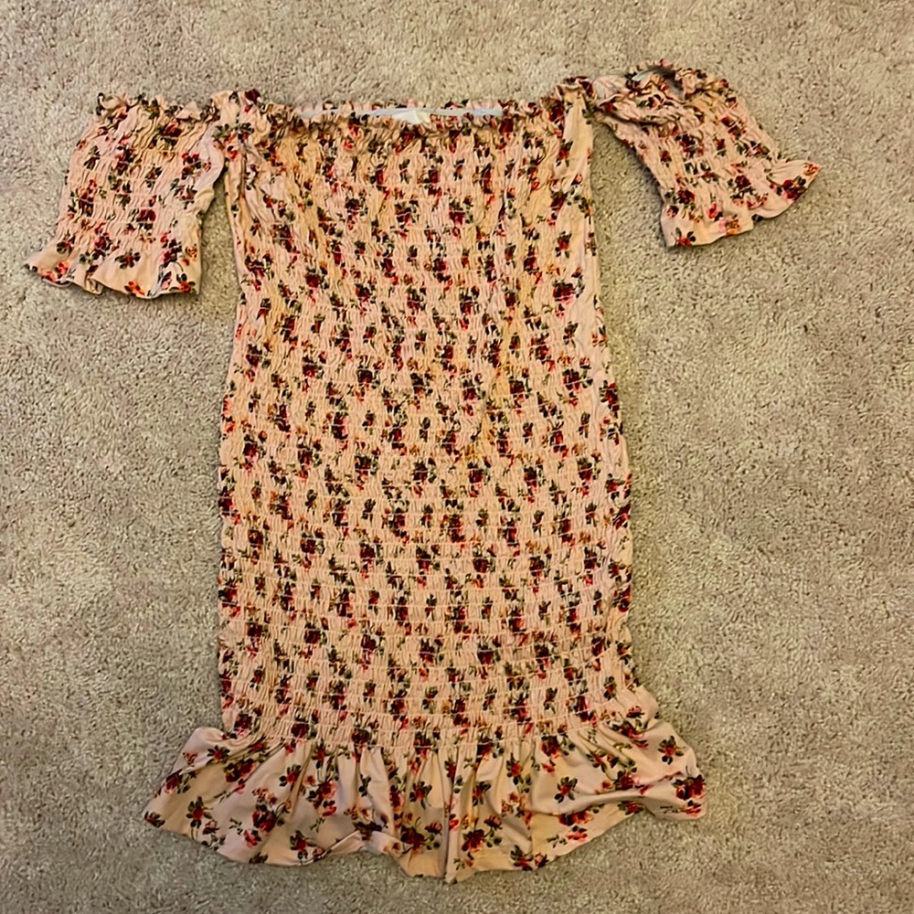 Vici Dolls - Aflame Floral Smocked Off The Shoulder Dress - Worn Once